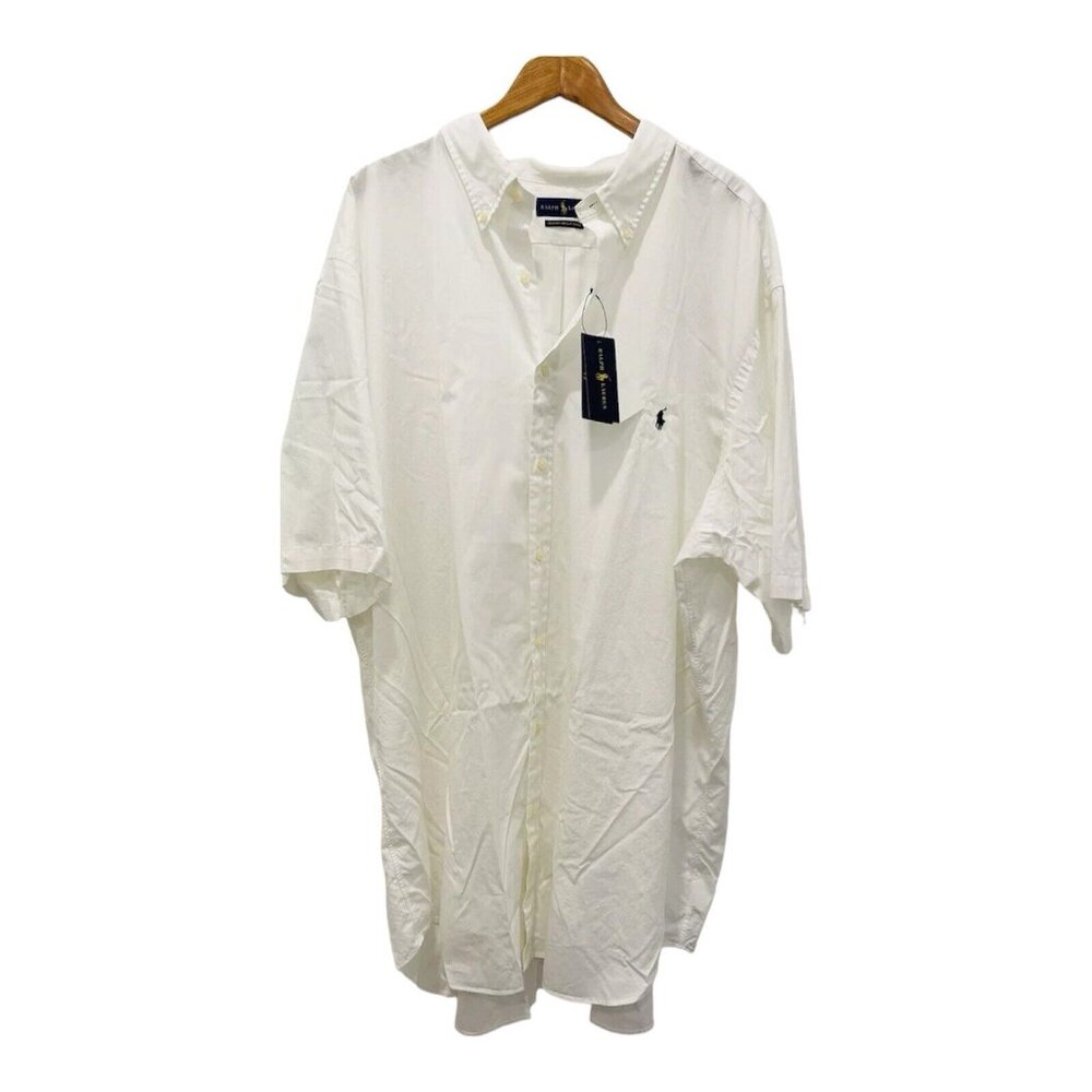 RALPH LAUREN White Feather Weight Twill Cotton Pony Long Sleeve Shirt 3XL $98.50